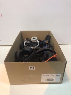 BOX OF HEADPHONES