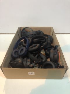 BOX OF WIRED HEADPHONES