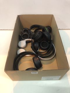 BOX OF HEADPHONES