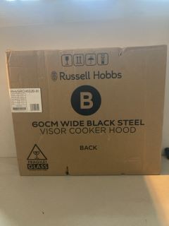 RUSSELL HOBBS 60CM WIDE BLACK STEEL VISOR COOKER HOOD MODEL NO: RHVSRCH602B-M