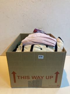 BOX OF ASSORTED CLOTHES ITEMS INC LIGHT BLUE JEANS