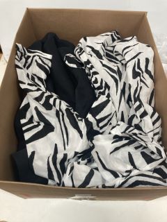 BOX OF ASSORTED CLOTHES INC ZEBRA DRESS