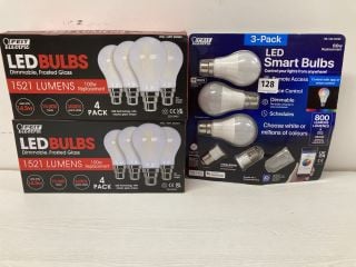 3X ASSORTED ITEMS INCL. FEIT ELECTRIC 3-PACK LED SMART BULBS