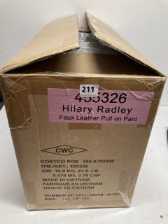 BOX OF HILARY RADLEY FAUX LEATHER PULL ON PANTS