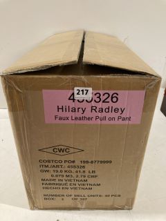 BOX OF HILARY RADLEY FAUX LEATHER PULL ON PANTS