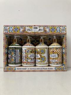 4-PIECE VILLA FLORA HAND SOAP BOTTLES