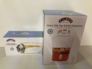 2X ASSORTED ITEMS INCL. KILNER GLASS CLIP TOP DRINK DISPENSER