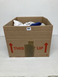 BOX OF ASSORTED CLOTHING IN VARIOUS SIZES AND DESIGNS