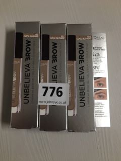 3 X L'OREAL PARIS UNBELIEVABROW LONGWEAR BROW GEL 102 COOL BLONDE