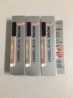 3 X L'OREAL PARIS UNBELIEVABROW LONGWEAR BROW GEL 103 WARM BLONDE