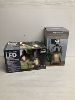 2X ASSORTED ITEMS INCL. EVERGREEN SOLAR LED EDISON LANTERN