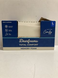 PAIR OF DEARFOAMS TOTAL COMFORT MEMORY FOAM SLIPPERS - SIZE L