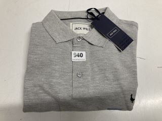 JACK WILLS POLO SHIRT IN LIGHT GREY - SIZE L