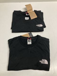 2 X THE NORTH FACE SMALL LOGO TEES IN BLACK - SIZE L