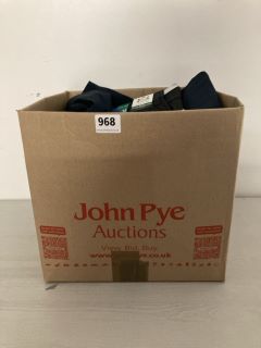 BOX OF ASSORTED CLOTHING IN VARIOUS SIZES & DESIGNS