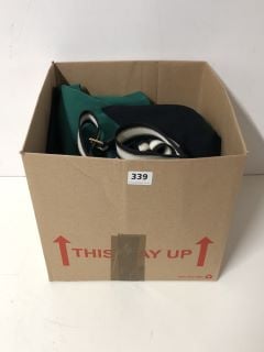 A BOX OF ASSORTED CLOTHING TO INCLUDE DOROTHY PERKINS JACKET SIZE 14