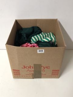 A BOX OF ASSORTED CLOTHING TO INCLUDE PIECES JUMPER S
