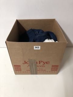 A BOX OF ASSORTED CLOTHING TO INCLUDE TAILOR AND CUTTER L