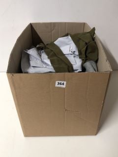 A BOX OF ASSORTED CLOTHING TO INCLUDE BURTON MEN'S SHIRT L