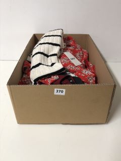 A BOX OF ASSORTED CLOTHING TO INCLUDE ONLY SWEATER XS