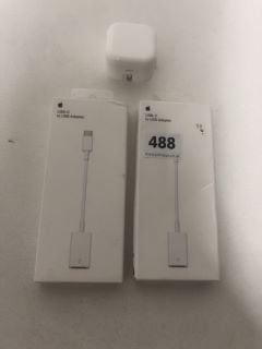 APPLE USB-C 20W POWER ADAPTOR AND 2 X USB-C TO USB-A ADAPTORS