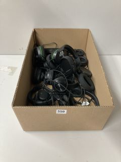 BOX OF ASSORTED GAMING HEADSETS