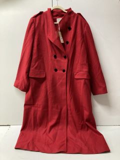 MONSOON WOMEN'S WOOL BLEND LONG RED COAT SIZE UK 24