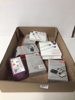 BOX OF ASSORTED TECH CABLES