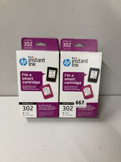 2 X HP INSTANT IN 302 CARTRIDGE PACKS TO INCLUDE INK SUBSCRIPTION BOX