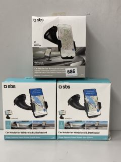 3 X SBS WINDSHIELD AND DASHBOARD CAR PHONE HOLDERS