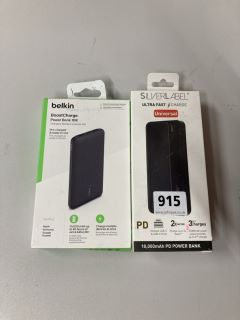 2 X POWER BANKS TO INCLUDE SILVER LABEL