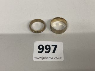 2 X YELLOW METAL RINGS