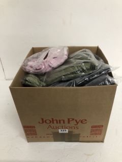 BOX OF ASSORTED DESIGNER CLOTHING IN VARIOUS SIZES & DESIGNS