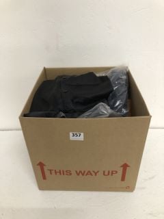 BOX OF ASSORTED DESIGNER CLOTHING IN VARIOUS SIZES & DESIGNS