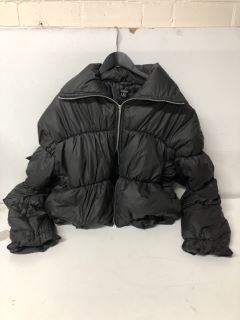 ROUCHED PADDED JACKET BLACK SIZE:16