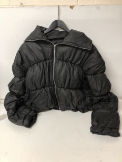 ROUCHED PADDED JACKET BLACK SIZE:16