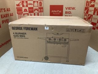 GEORGE FOREMAN 4 BURNER GAS BBQ WITH WOOD EFFECT SHELVES MODEL: GFG BBQ 4BW RRP: £199