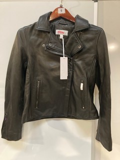 1 X THE WHITE COMPANY LEATHER BIKER JACKET SIZE 10 BLACK RRP £350