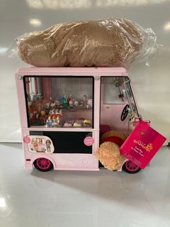 1 X OUR GENERATION SWEET SHOP ICE CREAM TRUCK WITH AN ASSORTMENT OF TEDDIES