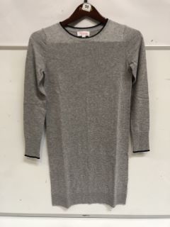 1 X THE WHITE COMPANY WOOL-COTTON STAR SLEEVE DRESS MID GREY MARL SIZE 4