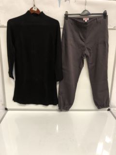 1 X THE WHITE COMPANY POCKET DETAIL WOVEN JOGGER CHARCOAL SIZE 14, TO ALSO INCLUDE FUNNEL NECK JUMPER BLACK SIZE 10