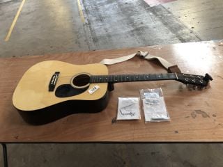 FENDER SQUIRE WOODEN BROWN AND CREAM COLOURED ACOUSTIC GUITAR