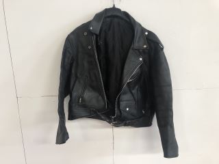 BLACK LARGE SIZED LEATHER BIKERS JACKET