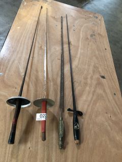 *18+ ONLY* 108CM METAL LEON PAUL FENCING RAPIER WITH CUSHIONED KNUCKLE GUARD TO INCLUDE 104CM REPLICA METAL RAPIER IN BLACK TO INCLUDE 105CM TOLEDO FENCING RAPIER WITH RED HANDLE