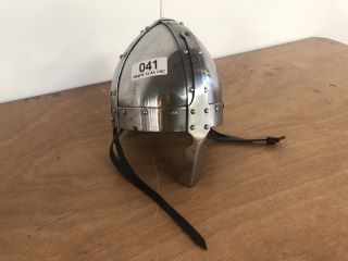 REPLICA NORMAN STYLE SILVER COLOURED ARMOUR HELMET