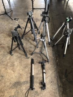 6 X CAMERA TRIPODS TO INCLUDE OPTEX T-77 TRIPOD AND 2 X HAND CAMERA HOLDERS