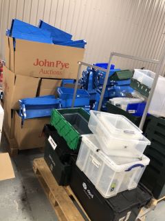 PALLET OF ITEMS TO INCLUDE PLASTIC STORAGE CONTAINERS