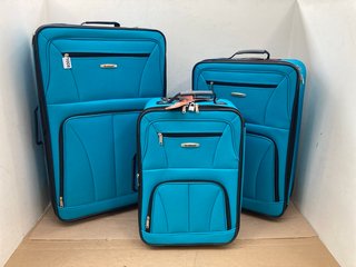 ROCKLAND LARGE/MEDIUM/SMALL SUITCASES IN TURQUOISE RRP £119.99: LOCATION - H9