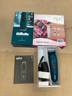 3 X HEALTHCARE ITEMS TO INCLUDE GILLETTE INTIMATE I3 HAIR TRIMMER: LOCATION - H11