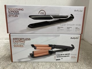 BABYLISS SUPER SMOOTH WIDE HAIR STRAIGHTENERS TO INCLUDE BABYLISS DEEP WAVE HAIR WAVER: LOCATION - J6